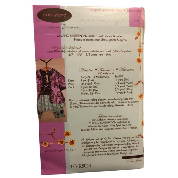 NEW Tina Givens Pattern 4 pc Outfit - Picture 2 of 2